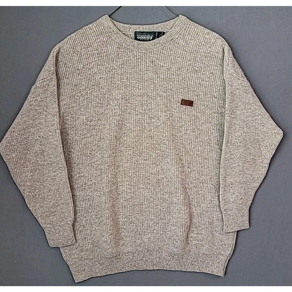 VTG Wallace County Wool Sweater XXL Beige Made in New Zealand Crew Knit